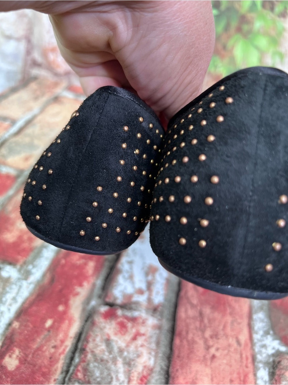UGG Black Studded Suede Smoking Slippers with Shearling Lining, 11 - Picture 7 of 13